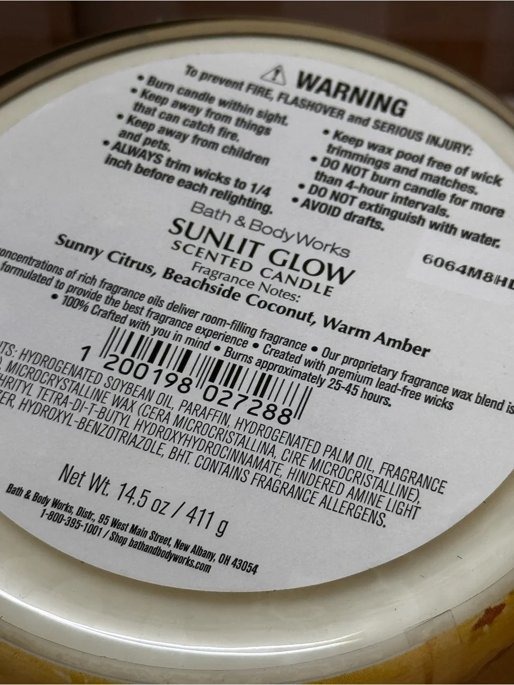 NEW B&BW Sunlit Glow 3 wick candle - Picture 5 of 5